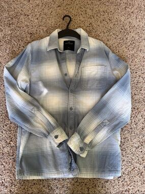 Hollister Light Blue and White Plaid Button-Down Shirt
